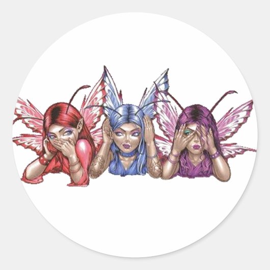 Hoor, spreek, zie geen aambeeld ronde sticker (Voorkant)