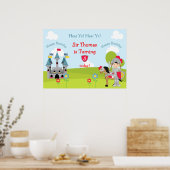 Hoor Ye Black Hair Knight Horse & Castle Verjaarda Poster (Keuken)