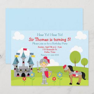 Hoor Ye Blonde Cute Knight Birthday Party Kaart