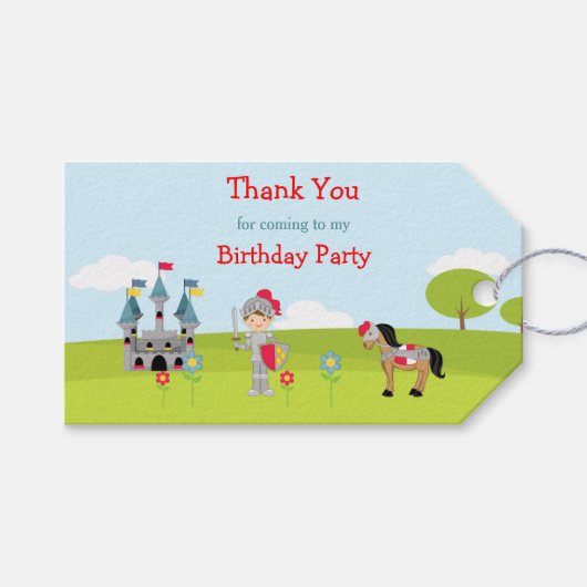 Hoor Ye Schattigee Brunette Knight Gift Label Cadeaulabel (Voorkant (Horizontaal))