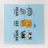 Hoor Zie Geen bokscat Puzzle spreken (20x20) Legpuzzel (Horizontaal)
