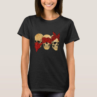 Hoor zien spreken geen kwaad schedel hoofden Hallo T-shirt