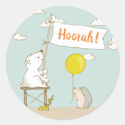 Hoorah-feeststicker Ronde Sticker (Voorkant)
