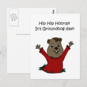 Hooray haar briefkaart op de Groundhog-dag in wit (Voorkant / Achterkant)