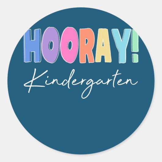 Hooray Kindergarten Elementaire Leerschool Ronde Sticker (Voorkant)