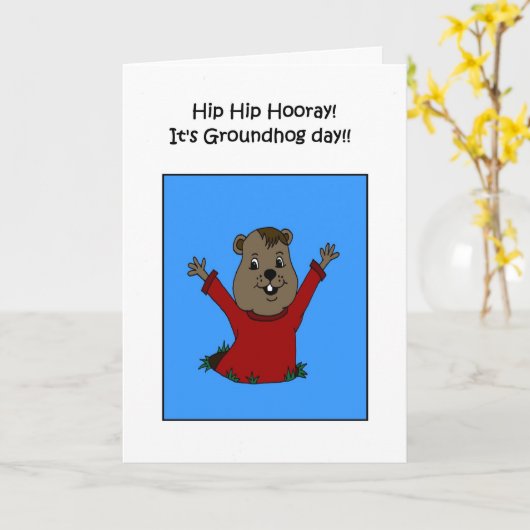 Hooray zijn kaart van de Dag Groundhog (Gele Bloem)
