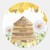 Hoorde het Buzz Bee Theme Verjaardagsfeest Ronde Sticker (Voorkant)