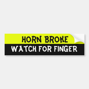 Hoorn kapot, pas op voor vinger bumpersticker