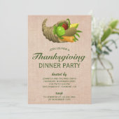 Hoorn van overvloed | Burlap Thanksgiving Dinner P Kaart (Staand voorkant)