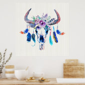 Hoorns en bloemen op de schil poster (Keuken)