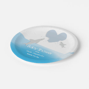 Hoorstenen en haaien   Bord Baby shower papier