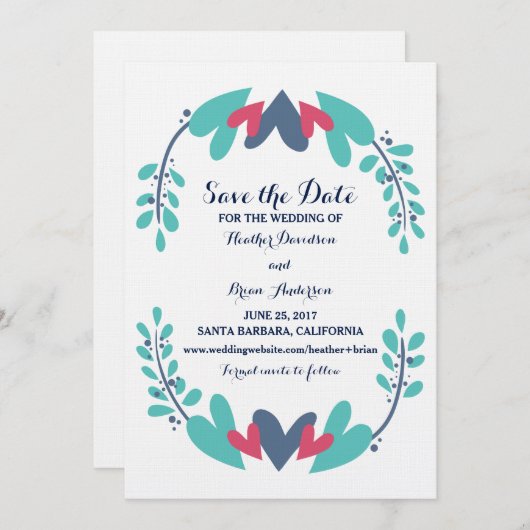 Hoorten en weddenschappen opslaan Datum uitnodigen Save The Date (Voorkant / Achterkant)