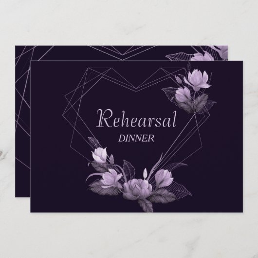 Hoorzitting tijdens het huwelijk Paarse Floral Vio Kaart (Voorkant / Achterkant)