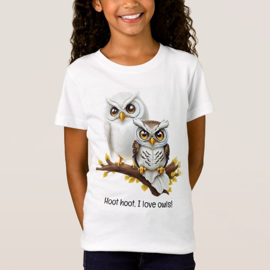 Hoot hoot, j'adore les chouettes ! | T-shirt fille (Devant)