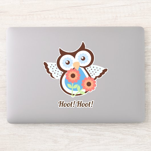 Hoot Hoot! Schattige lenteuil bloemig Sticker (Computer)