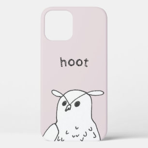 Hoot Line Art Roze Owl iPhone 12 Hoesje