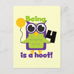 Hoot Owl 4th Birthday T-shirts en cadeautjes Briefkaart