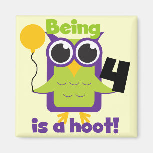 Hoot Owl 4th Birthday T-shirts en cadeautjes Magneet