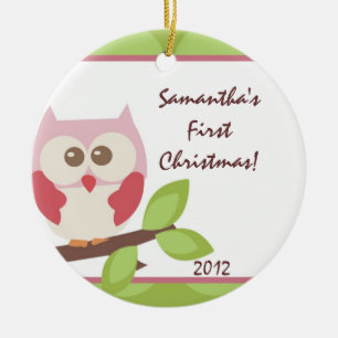 Hoot Owl Forest Woodlan gepersonaliseerde naam Orn Keramisch Ornament