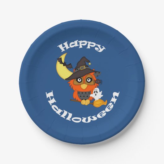 Hoot Owl Halloween Papieren Bordje (Voorkant)