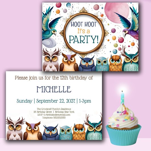Hoot Owl Invitation personnalisée Anniversaire