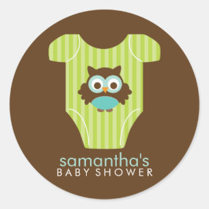 Hoot Owl Outfit Boy Baby shower Ronde Sticker