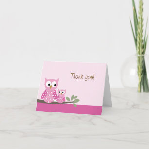 Hoot Owl Pink Follot Merci carte de note