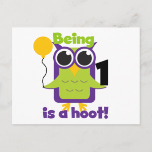 Hoot Uil 1e Verjaardag T-shirts en geschenken Briefkaart