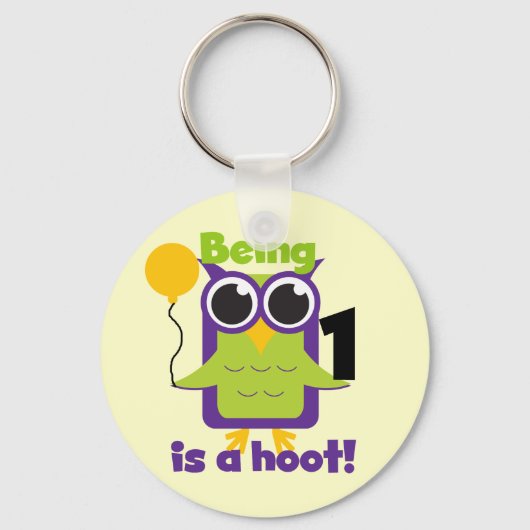 Hoot Uil 1e Verjaardag T-shirts en geschenken Sleutelhanger (Voorkant)
