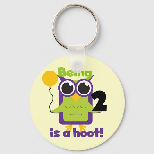 Hoot Uil 2e Verjaardag T shirten en geschenken Sleutelhanger (Voorkant)