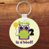Hoot Uil 2e Verjaardag T shirten en geschenken Sleutelhanger (Voorkant)