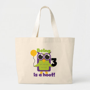 Hoot Uil 3e Verjaardag T-shirts en geschenken Grote Tote Bag