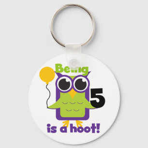 Hoot Uil 5e verjaardag T-shirts en geschenken Sleutelhanger