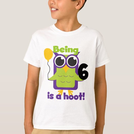 Hoot Uil 6e verjaardag T-shirts en geschenken (Voorkant)