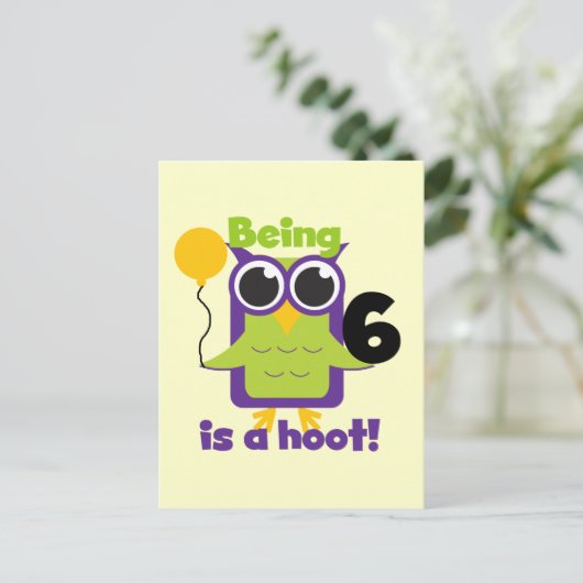 Hoot Uil 6e verjaardag T-shirts en geschenken Briefkaart (Staand voorkant)