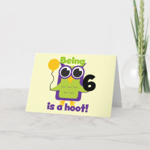 Hoot Uil 6e verjaardag T-shirts en geschenken Kaart