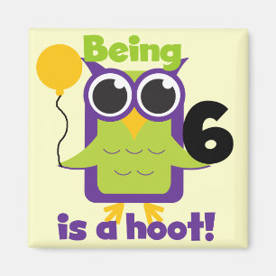 Hoot Uil 6e verjaardag T-shirts en geschenken Magneet