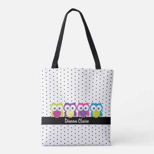 Hoot Uil Polka Dot Design Patroon Draagtas (Achterkant)