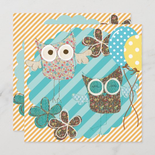 Hoot Uils Gepersonaliseerd Verjaardagsuitnodiging Kaart (Voorkant / Achterkant)