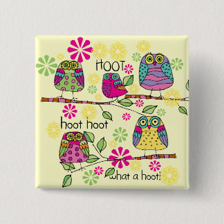 Hootie Owl Vierkante Button 5,1 Cm
