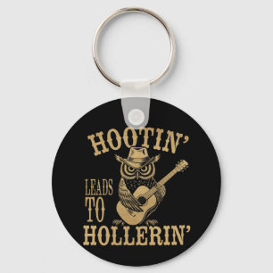 Hootin’ Leads to Hollerin – Een speelse cowboyuil Sleutelhanger