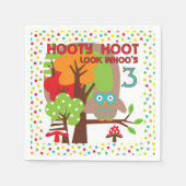 Hooty Hoot Owl 3rd Birthday Paper Napkins Servetten (Voorkant)