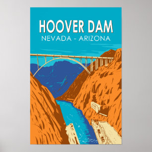 Hoover Dam Arizona Nevada Illustratie Reis Kunst Poster