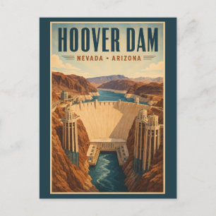 Hoover Dam Energiecentrale Illustratie Reis Kunst Briefkaart