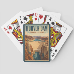 Hoover Dam Energiecentrale Illustratie Reis Kunst Pokerkaarten