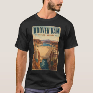 Hoover Dam Energiecentrale Illustratie Reis Kunst T-shirt