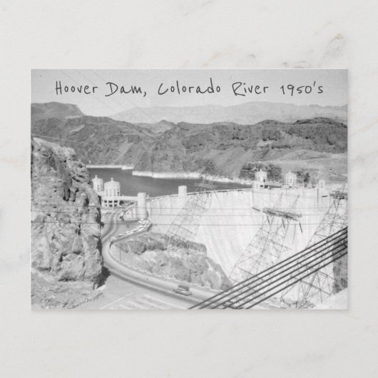 Hoover Dam Mid-Century Briefkaart (Voorkant)