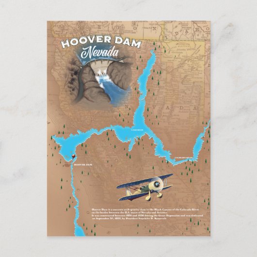 Hoover Dam Nevada kaart (Voorkant)