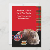 "HOP CALM AND KAT ON", RED TARTAN, CAT TEA PARTIJ KAART (Achterkant)