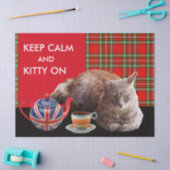 "HOP CALM AND KAT ON", RED TARTAN, CAT TEA PARTIJ TISSUEPAPIER (Craft)